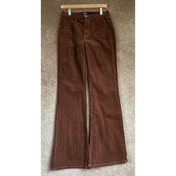 GAP Corduroy Flare Pants Brown 70s Style High Rise Size 27 Womens Retro Wide Leg - Picture 4 of 14
